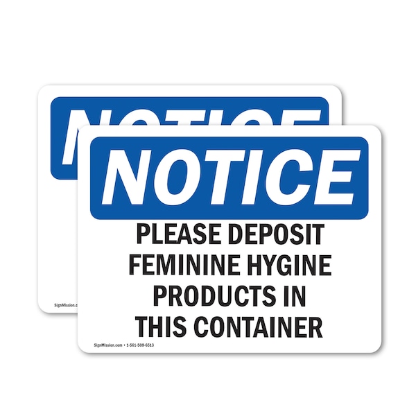 Signmission Please Deposit Feminine Hygiene Products, 7 in W x Rectangle, Vinyl Decal OS-2PACK-NS-D-57-L-17362 - main
